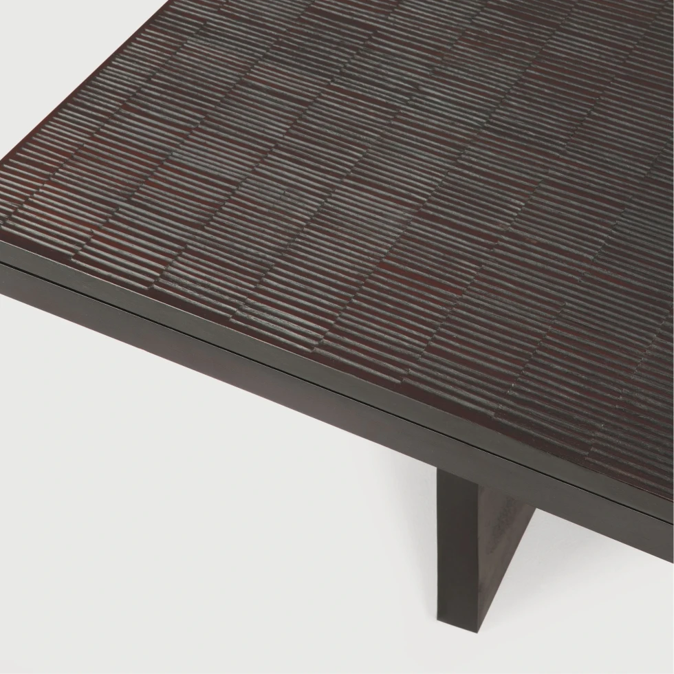 Stolik kawowy Grooves 135 cm tekowy czarny