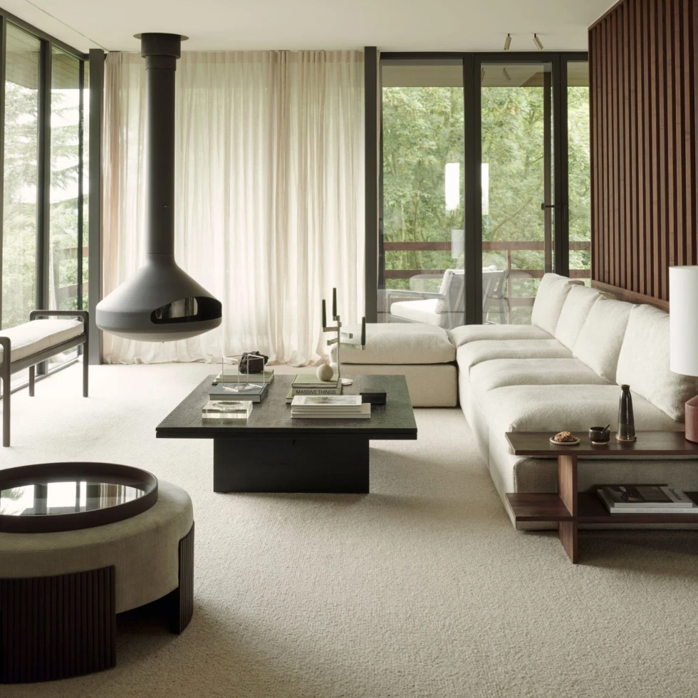 Stolik kawowy Grooves tekowy czarny Ethnicraft