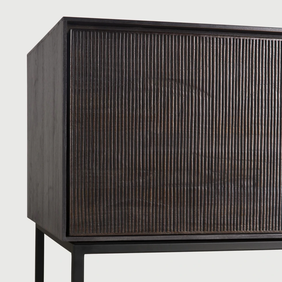 Szafka pod TV Grooves 242 cm tekowa czarna