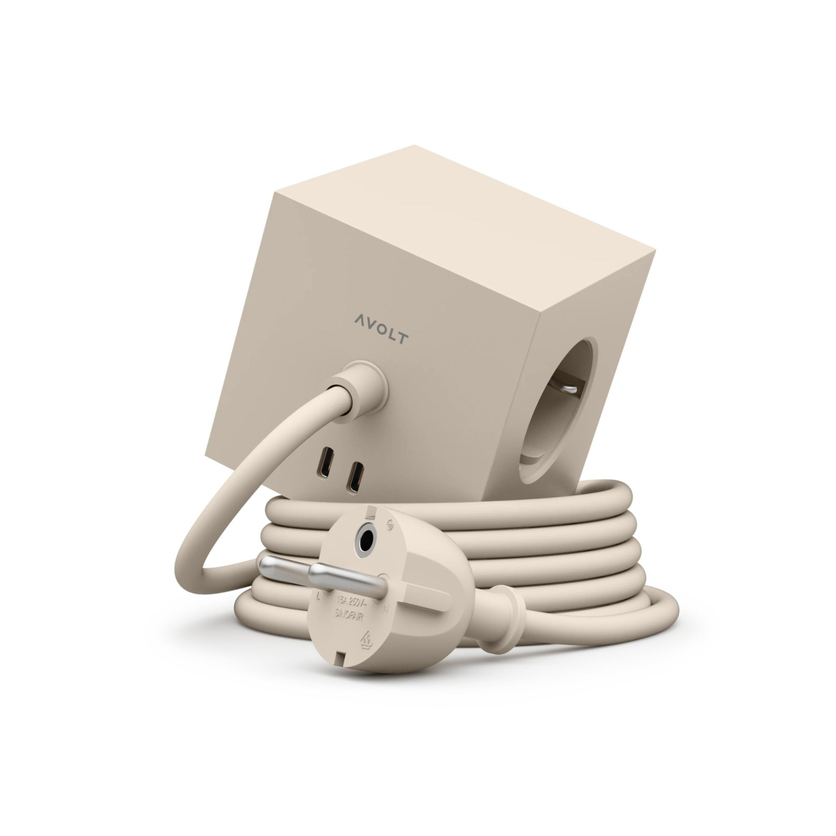 Listwa elektryczna Square 1 2xUSB-C 1,8m Beige