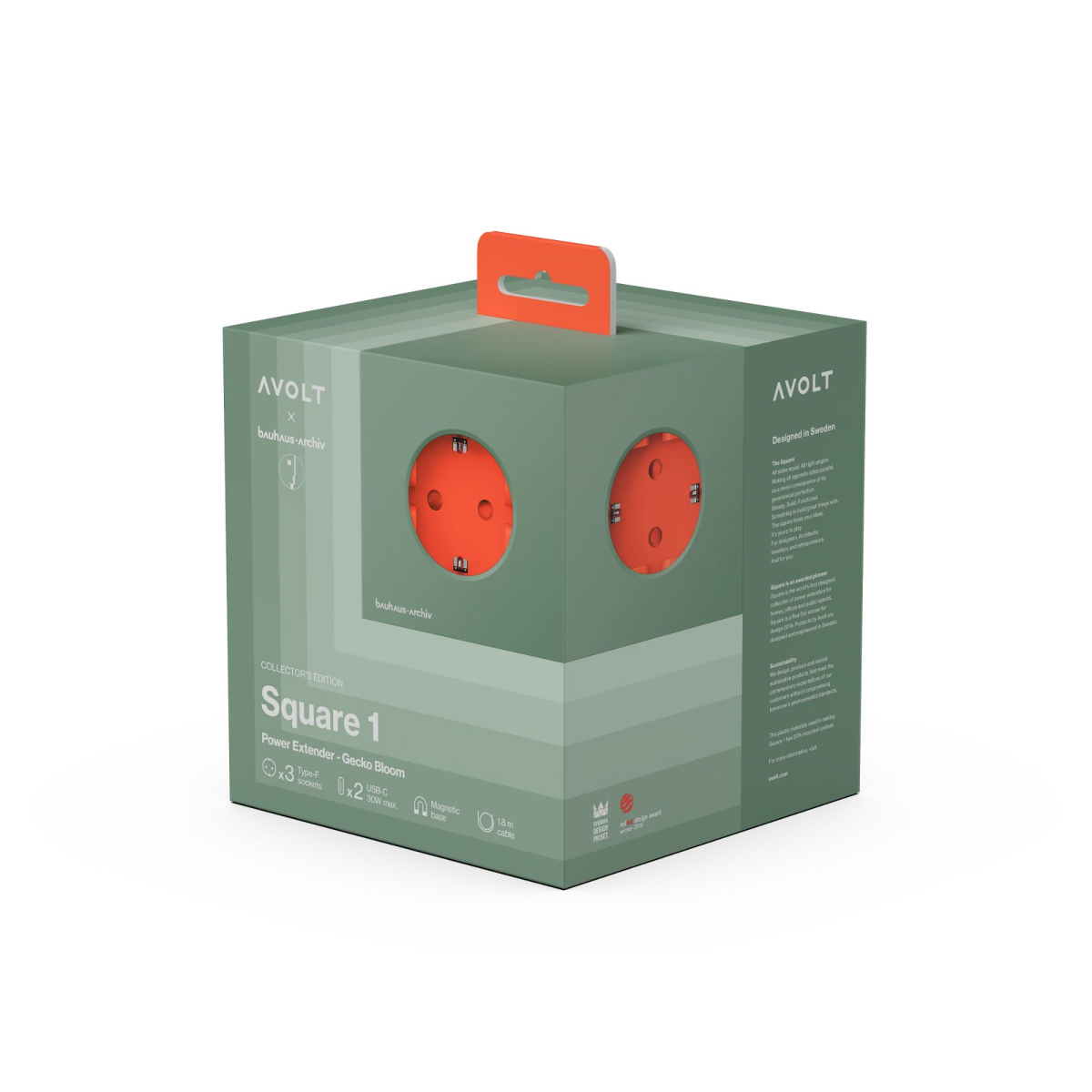 Listwa elektryczna Square 1 2xUSB-C 1,8m Gecko Bloom