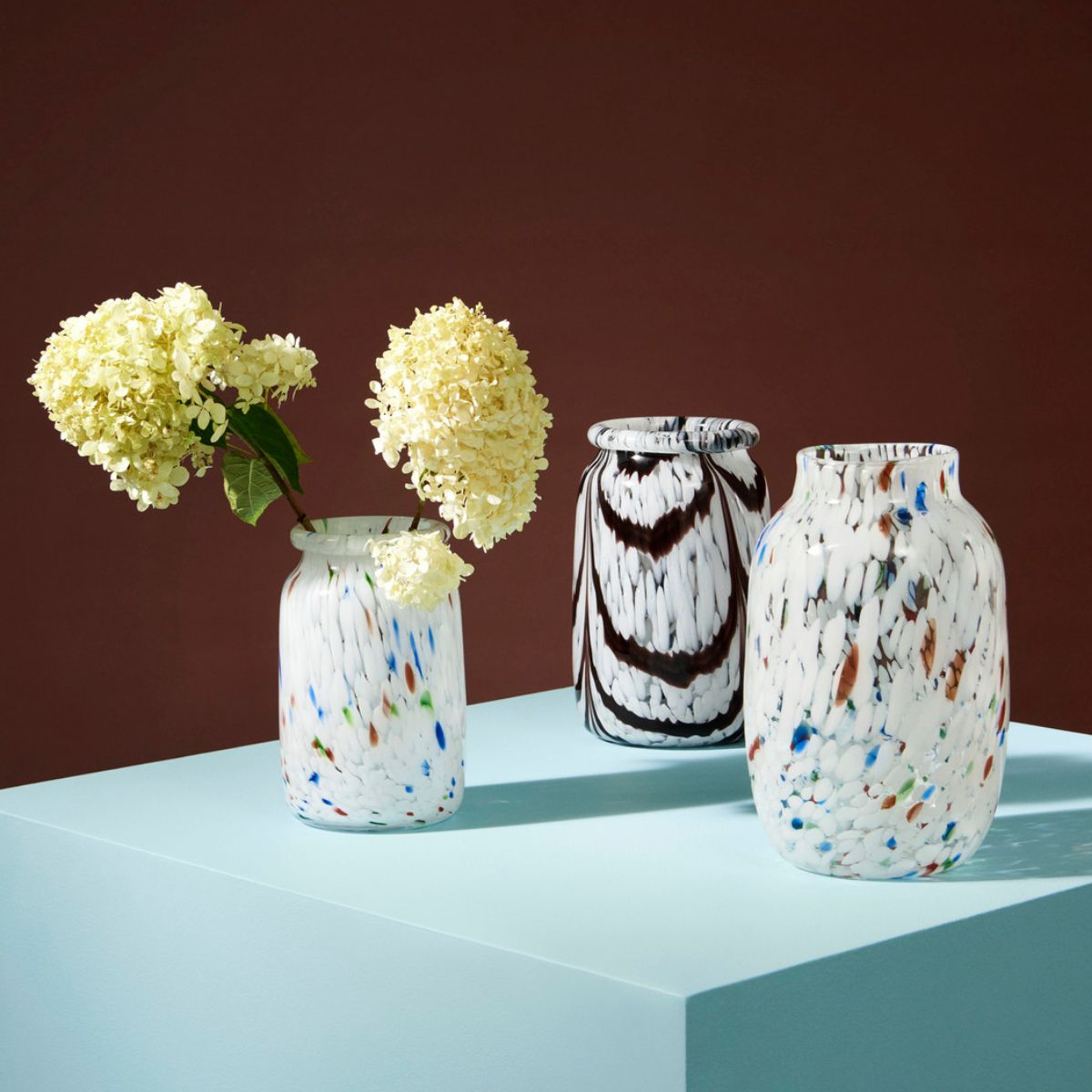 Wazon Splash Vase Roll Neck Medium White Dot