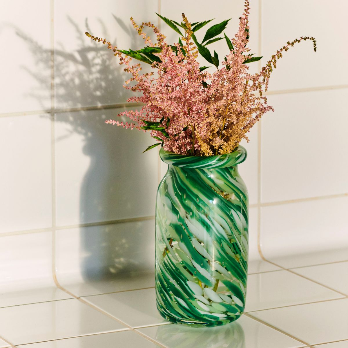 Wazon Splash Vase Roll Neck Small Green Swirl