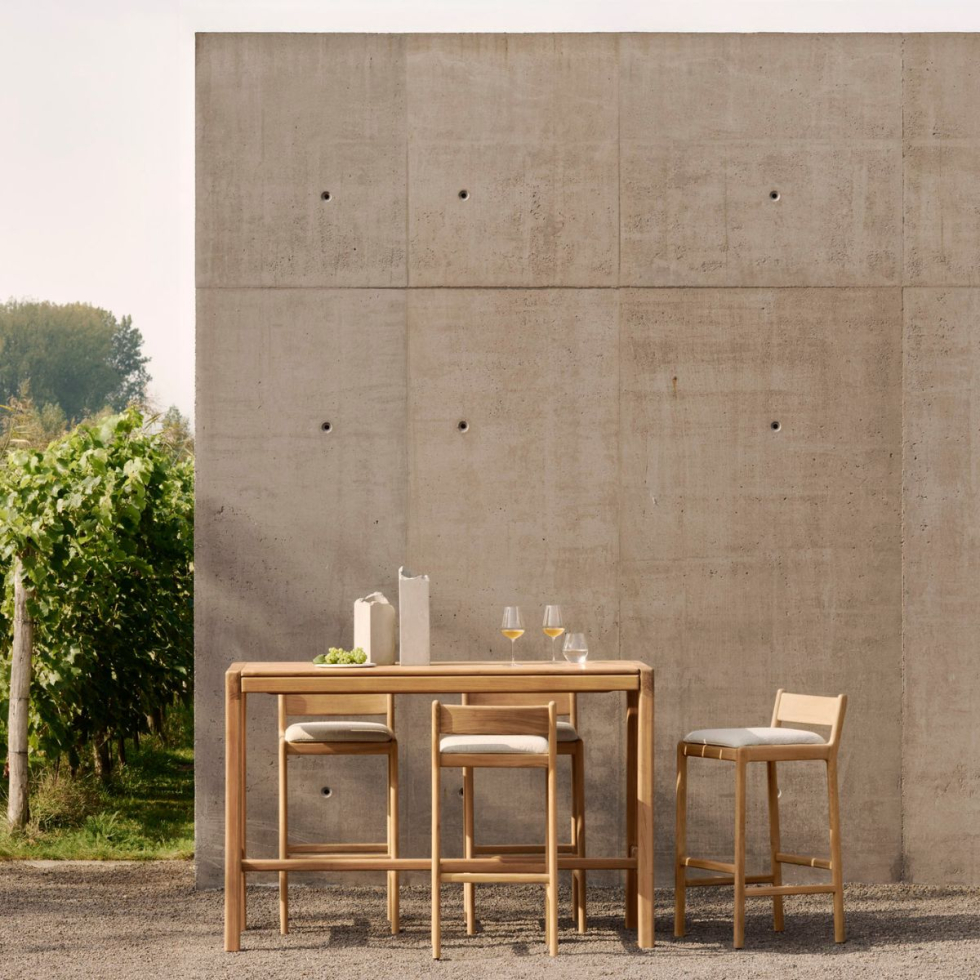 Krzesło barowe Jack tekowe z poduszką Natural