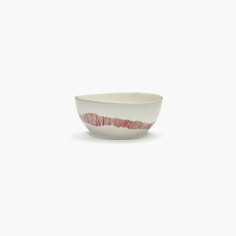 Miska S Feast White Swirl - Stripes Red