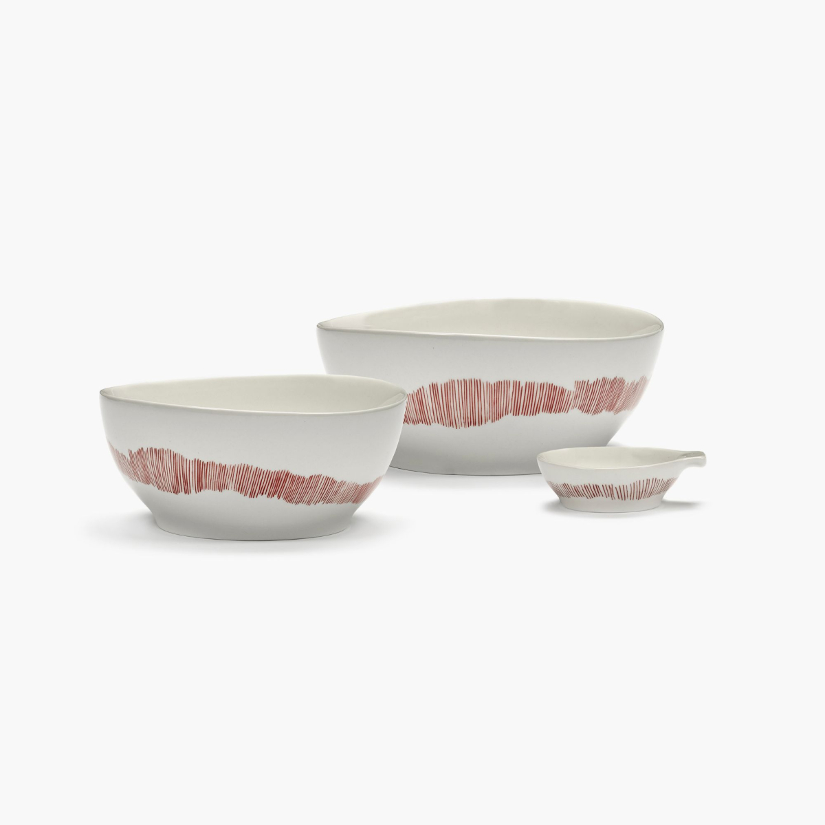 Miska S Feast White Swirl - Stripes Red