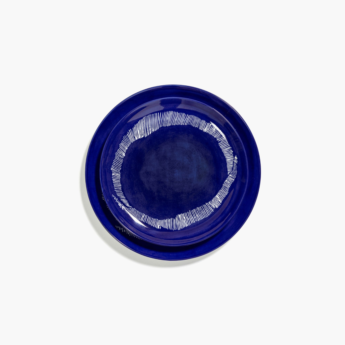 Talerz M Feast Dark Blue-Stripes White