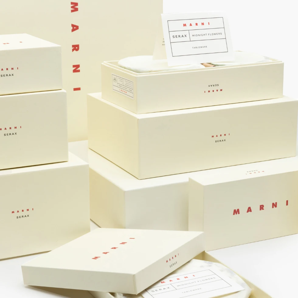 Filiżanka ze spodkiem low Midnight Flowers by Marni Anemone milk