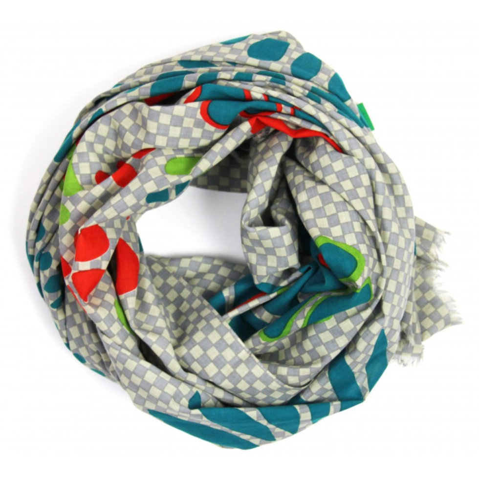 Szal bawełniany Ichimatsu Beige Gris