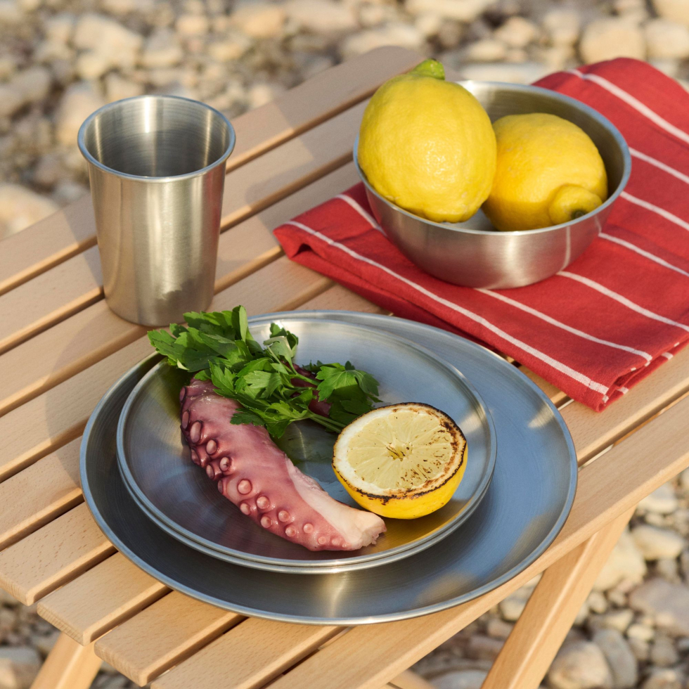 Zestaw 2 stalowych misek S Outdoor Market