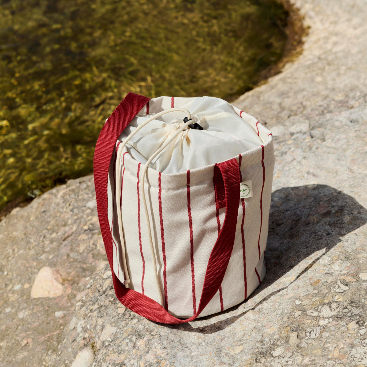 Outdoor Market Torba na butelki Beige Red Stripe