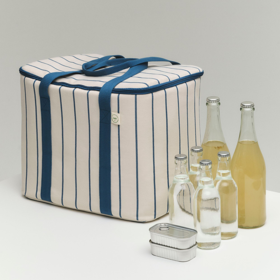 Torba chłodząca na butelki Beige Blue Stripe Outdoor Market
