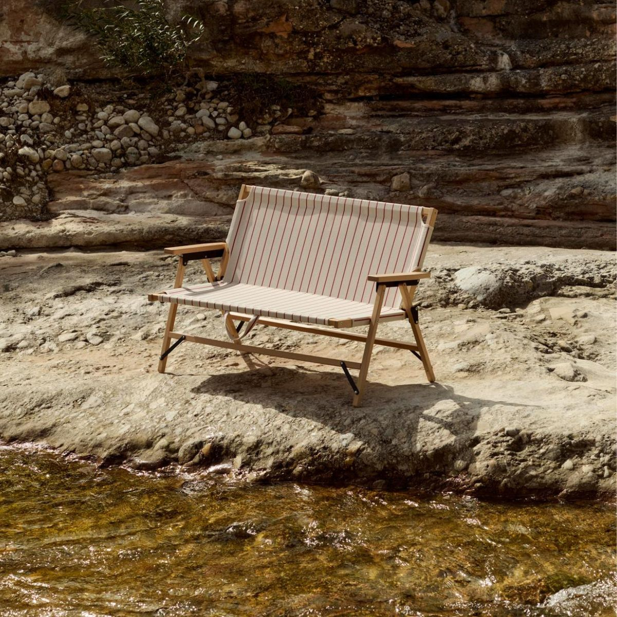 Sofa Składana Beige Red Stripe Outdoor Market