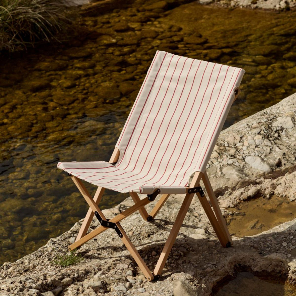 Leżak składany Beige Red Stripe Outdoor Market