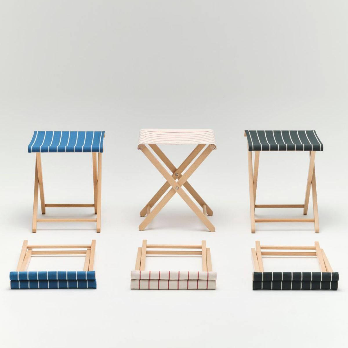 Outdoor Market Stołek składany Beige Red Stripe