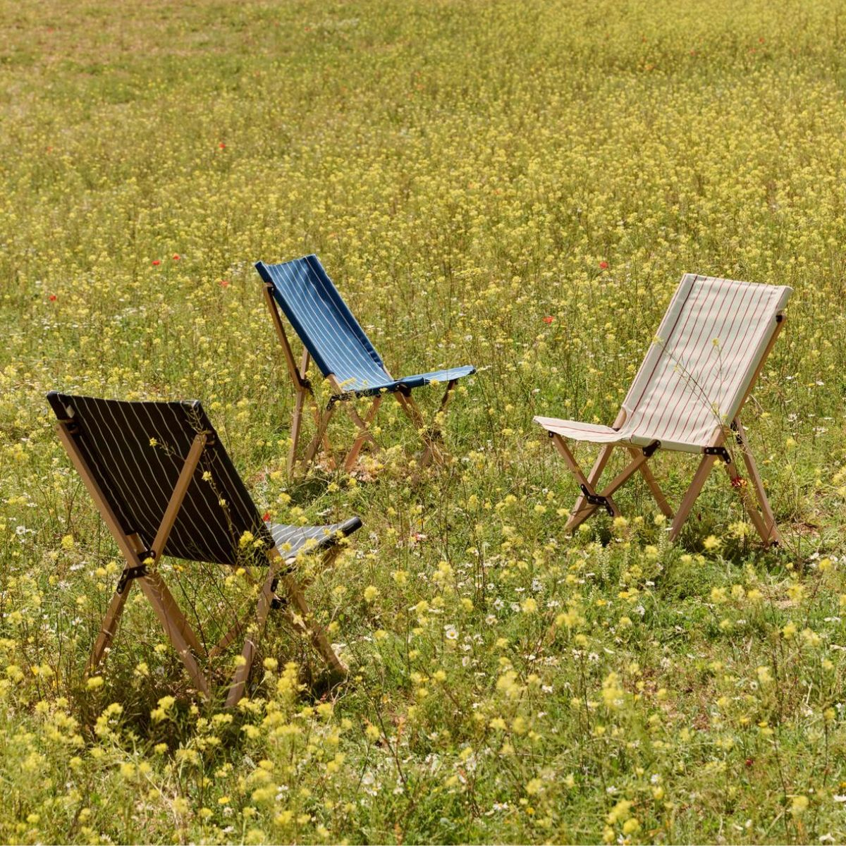 Leżak składany Black Beige Stripe Outdoor Market