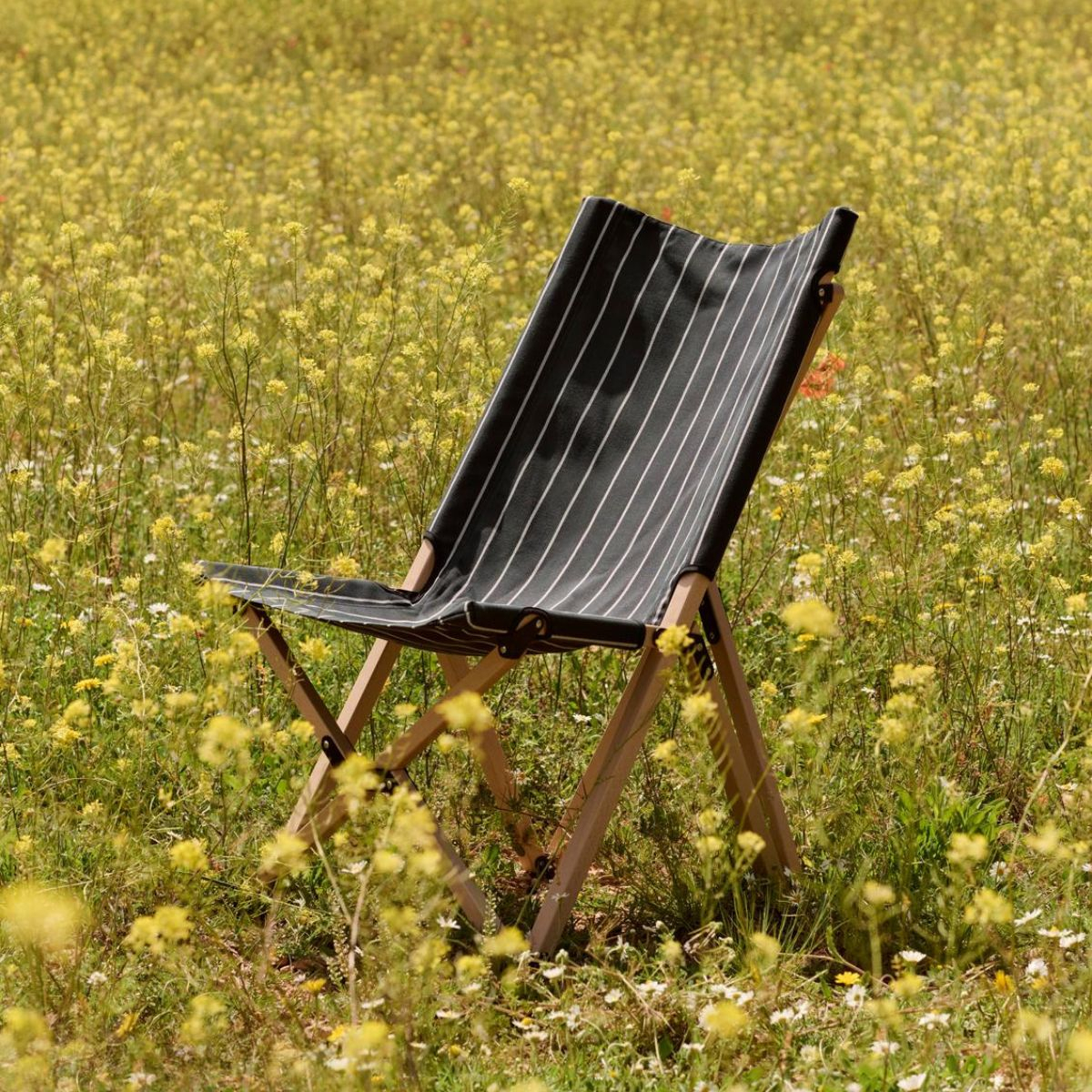Leżak składany Black Beige Stripe Outdoor Market