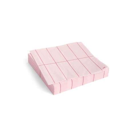 Zestaw serwetek Pattern Napkins Lunch Light pink and red grid