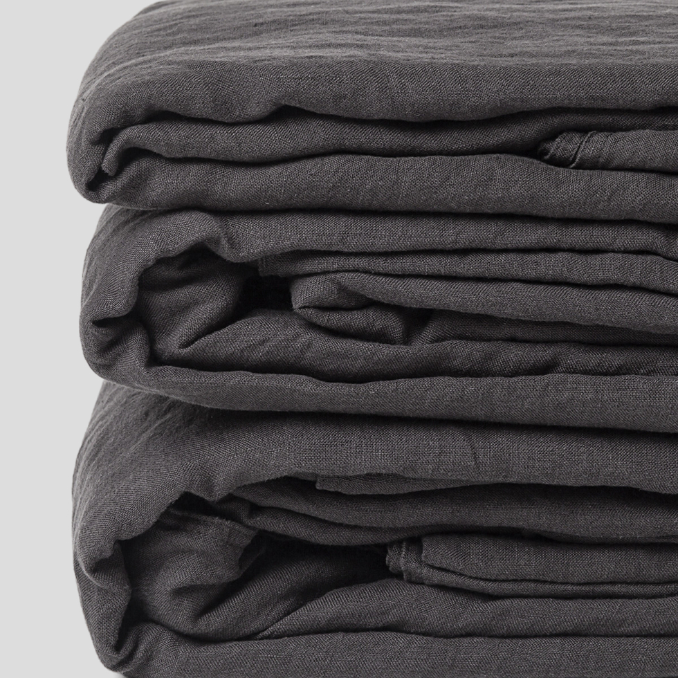 Prześcieradło lniane Washed Linen 240x260 Anthracite