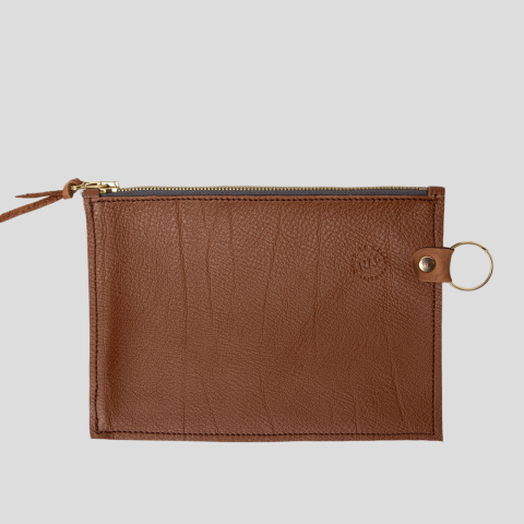 Saszetka skórzana prostokątna 20x15 brązowa NAP