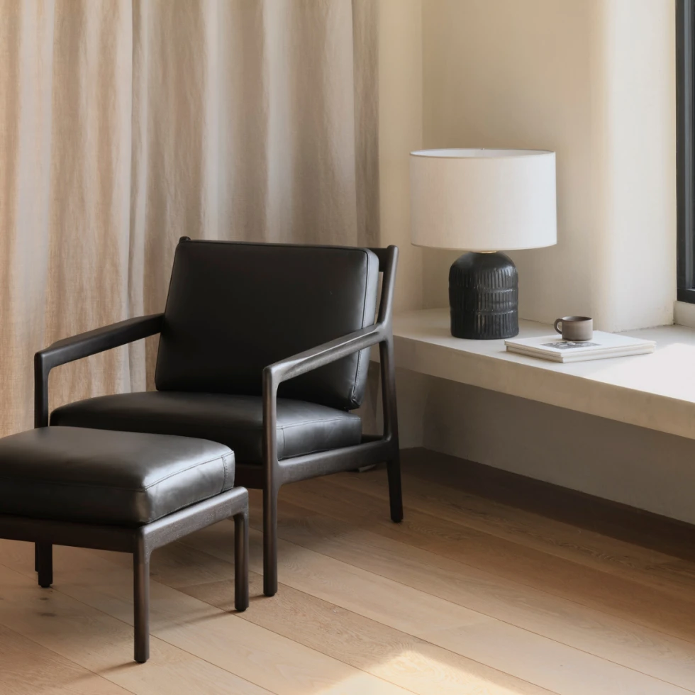 Fotel mahoniowy Jack skórzany Carbone