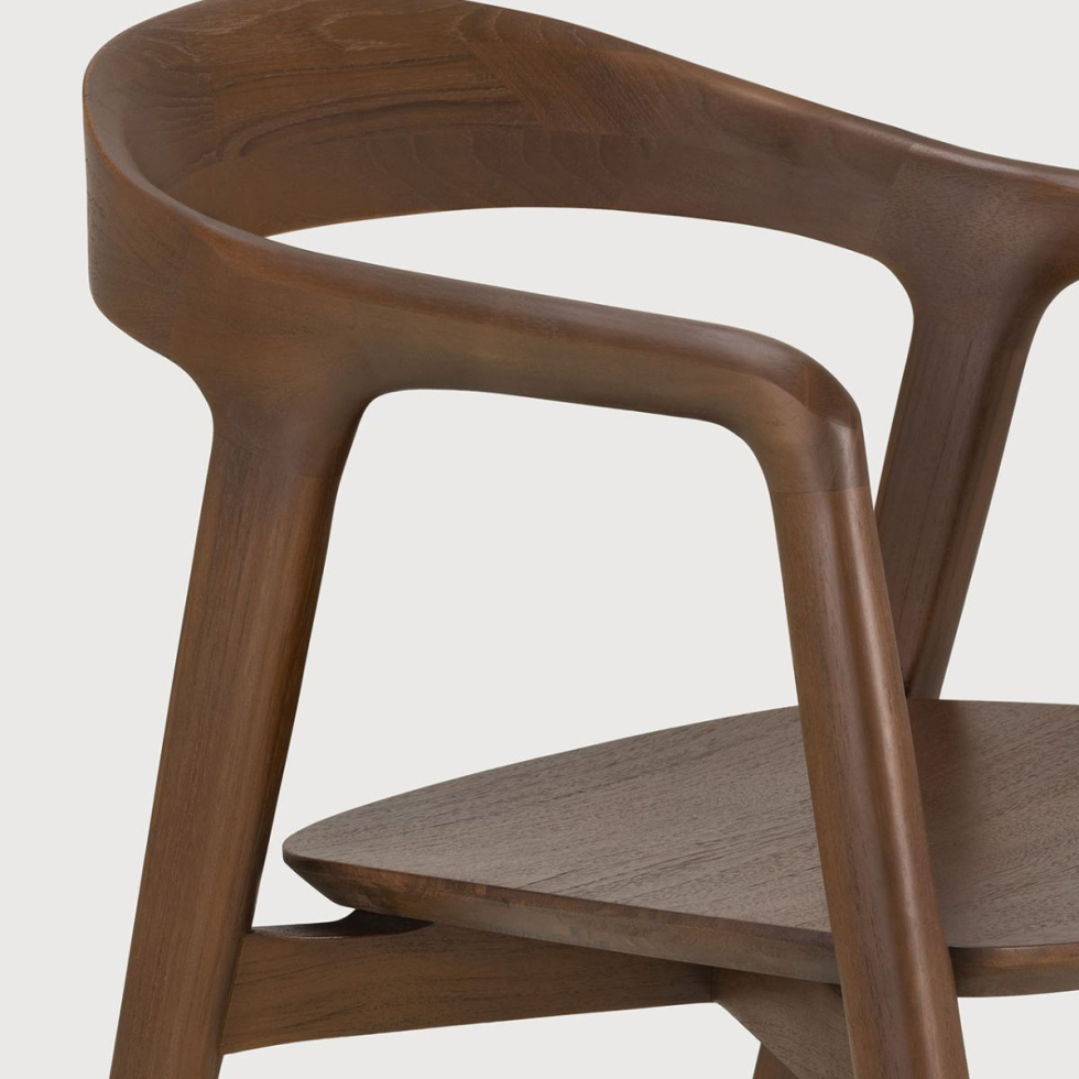 Krzesło z podłokietnikami tekowe Bok brązowe