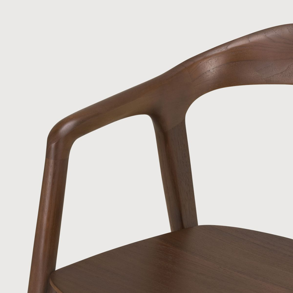Krzesło z podłokietnikami tekowe Bok brązowe