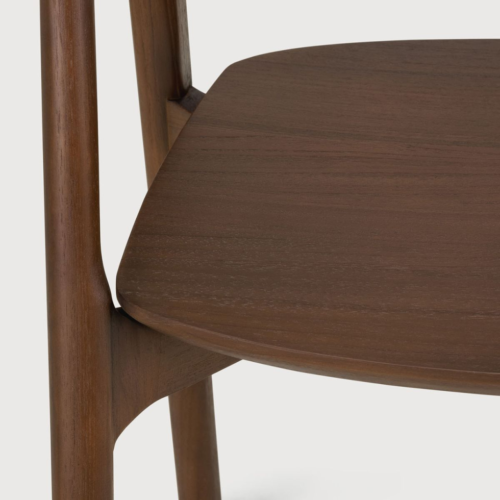 Krzesło z podłokietnikami tekowe Bok brązowe