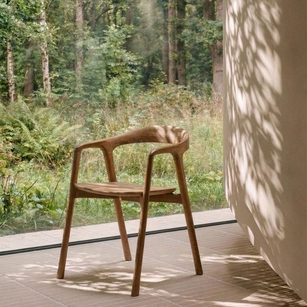 Krzesło z podłokietnikami tekowe Bok