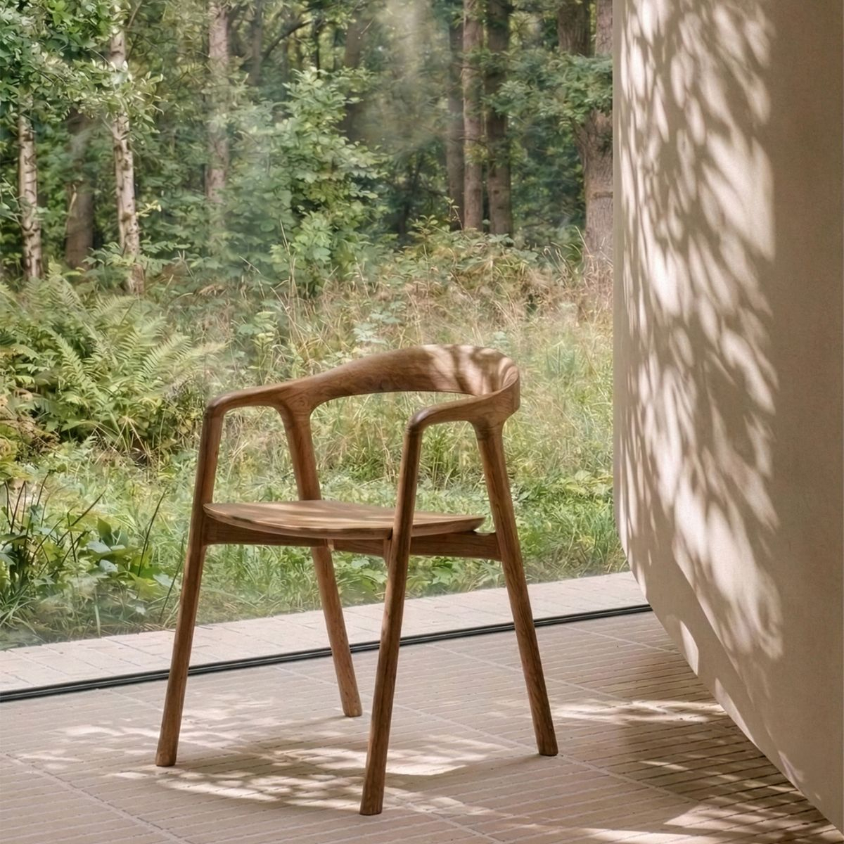 Krzesło z podłokietnikami tekowe Bok