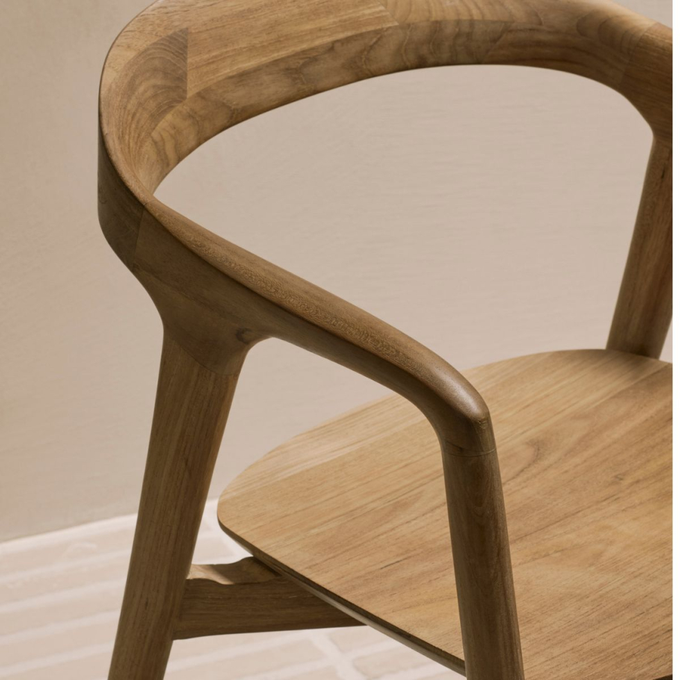 Krzesło z podłokietnikami tekowe Bok