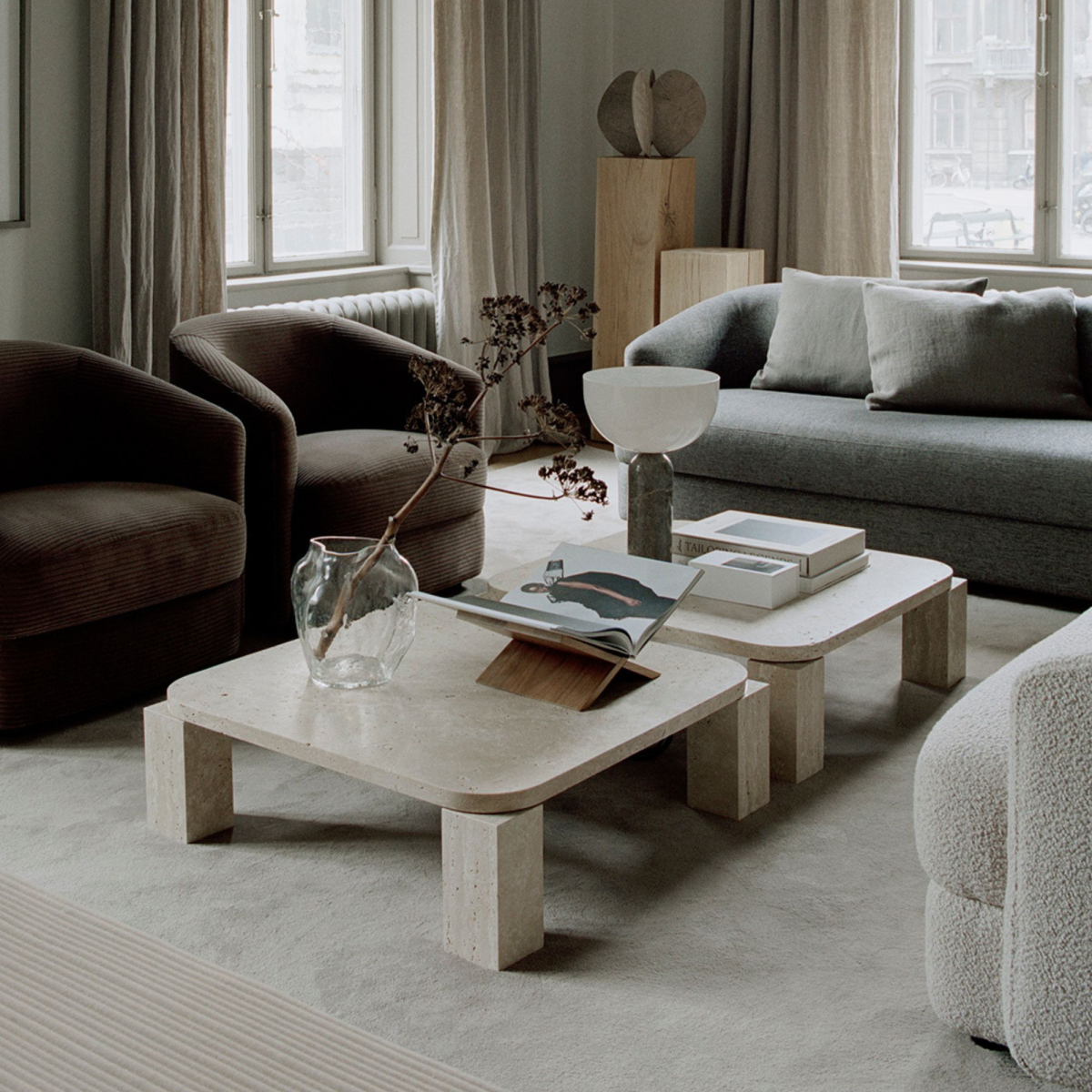 Stolik kawowy Atlas 82 cm Unfilled Travertine