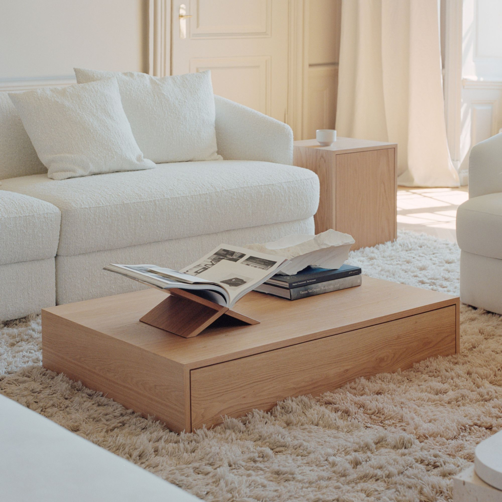 Stolik kawowy niski z szufladą Mass Dąb