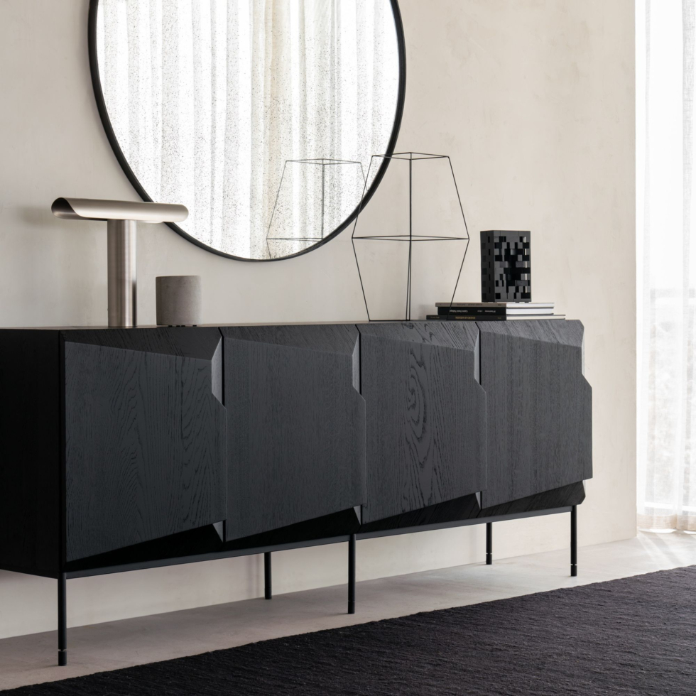 Komoda dębowa czarna Stairs 200 cm