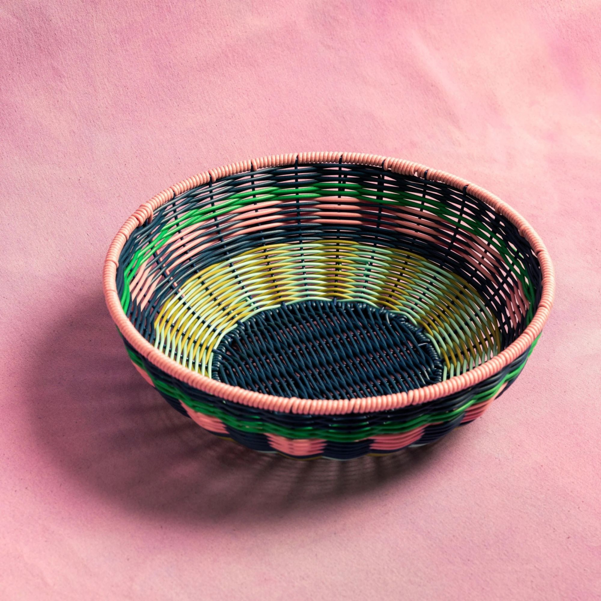 Pleciona miska Pink & Navy