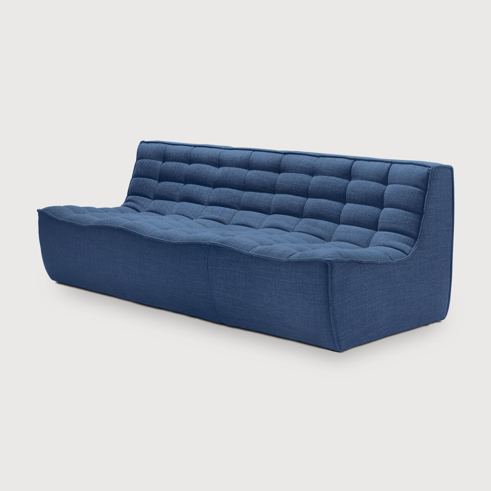 Tapicerowana tkaniną sofa trzyosobowa N701 Blue Ethnicraft