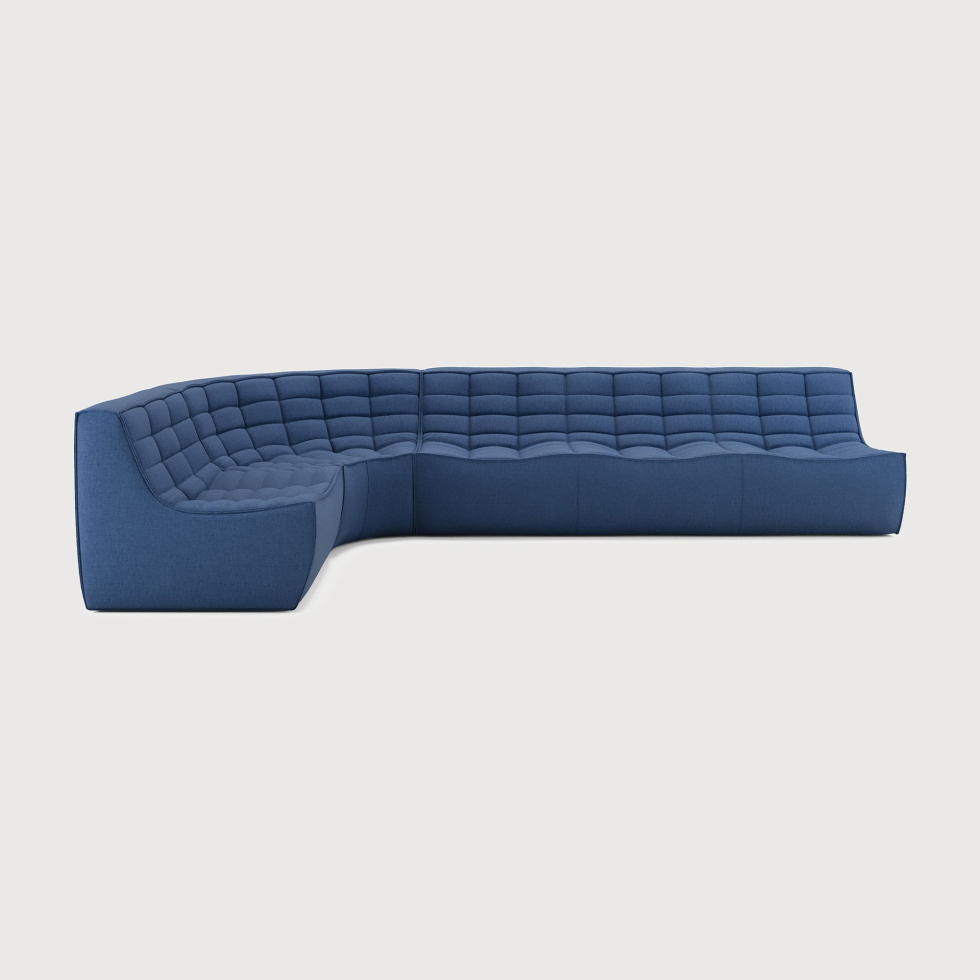 Tapicerowana tkaniną sofa trzyosobowa N701 Blue Ethnicraft