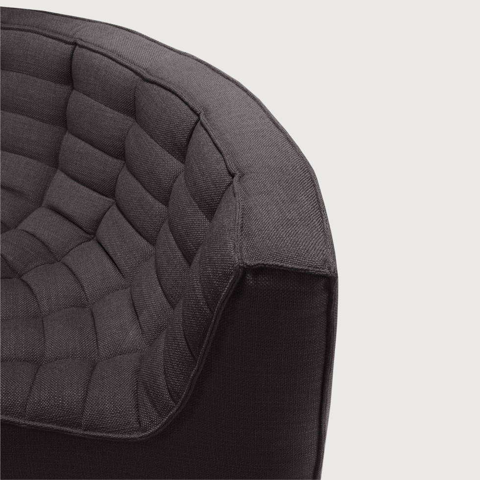 Tapicerowany tkaniną element narożny N701 Dark grey Round Ethnicraft