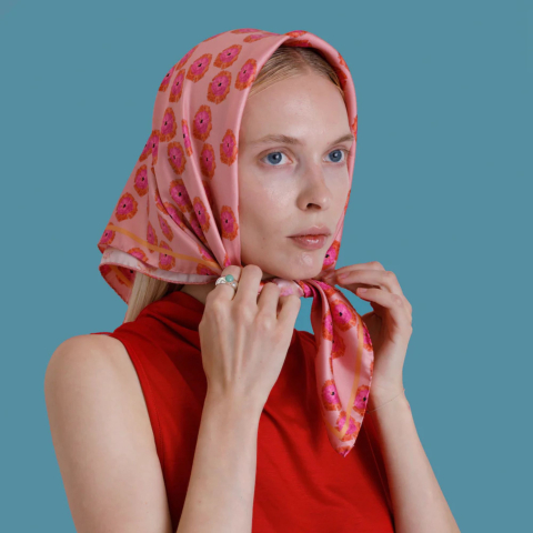 Apaszka jedwabna Peony Pink