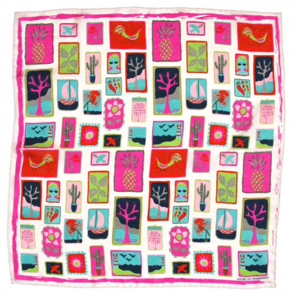 Apaszka jedwabna Mini Postcard Fuchsia