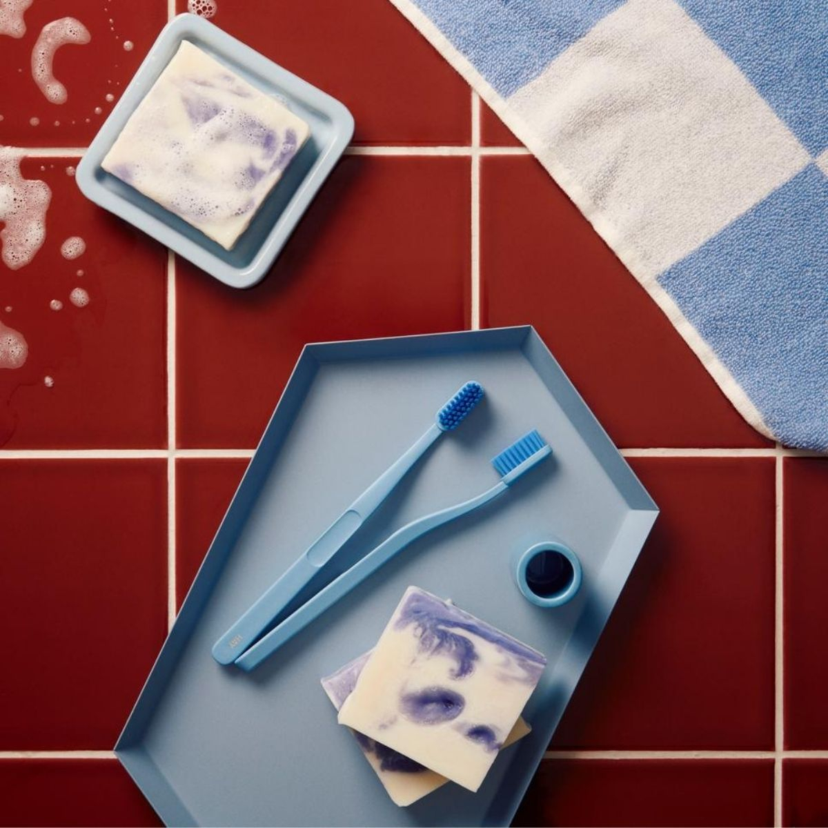 Stojak na szczoteczkę Toothbrush Blue Grey