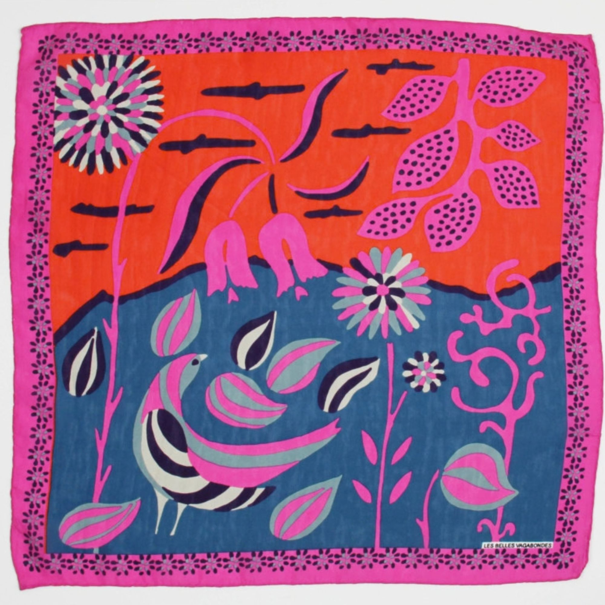 Apaszka jedwabna Mini Birdy Fuchsia