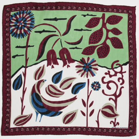 Apaszka jedwabna Mini Birdy Bordeaux