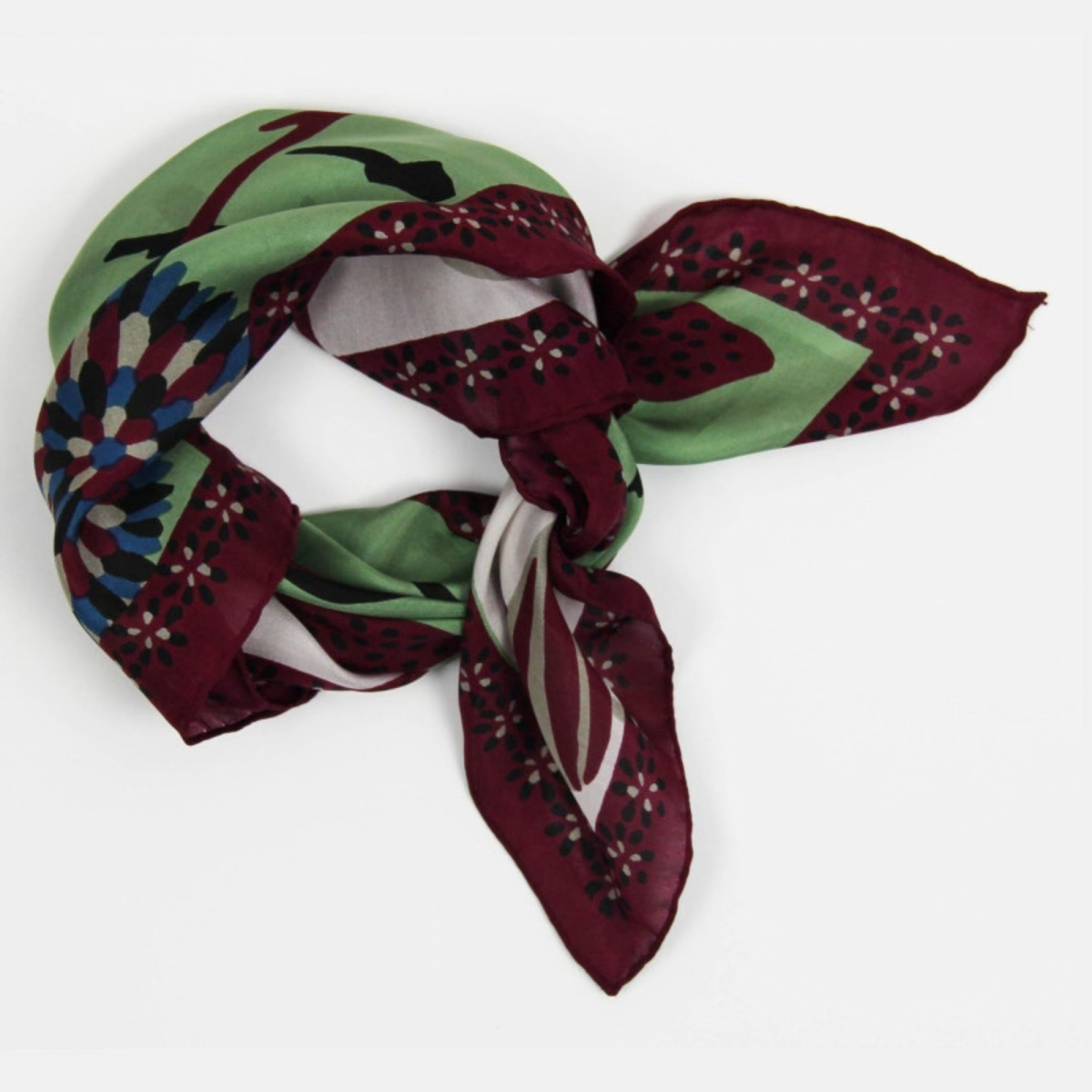 Apaszka jedwabna Mini Birdy Bordeaux