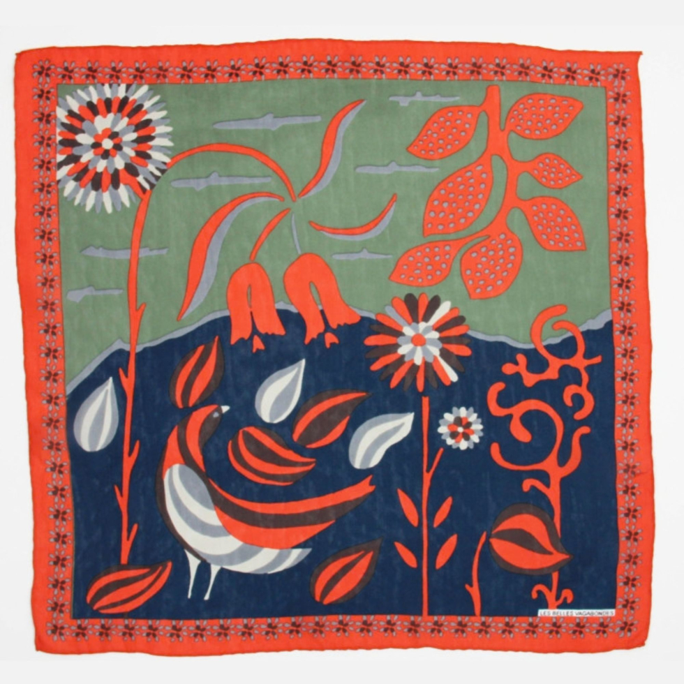 Apaszka jedwabna Mini Birdy Orange