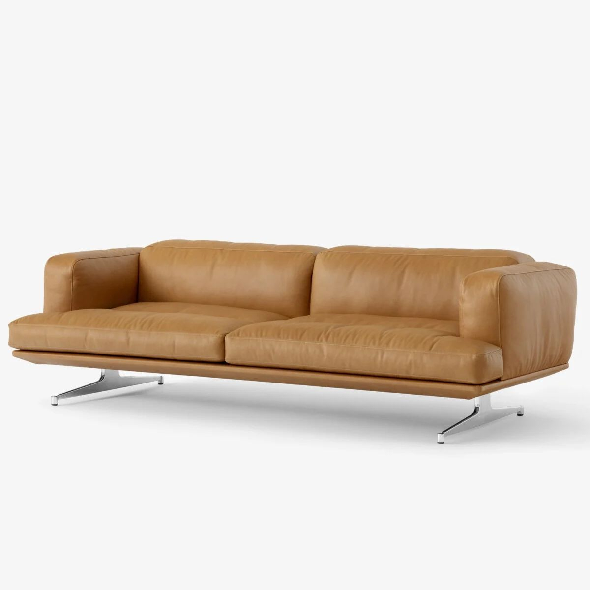 Sofa Inland 3 osobowa Noble Cognac + lampka przenośna Como SC53 Aluminium