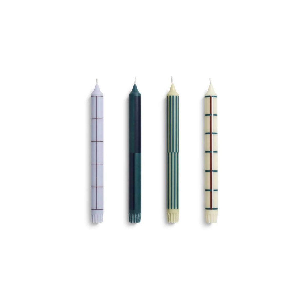 Zestaw 4 świec Pattern Candle Green Silver
