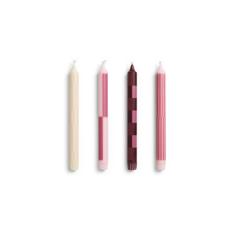 Zestaw 4 świec Pattern Candle Pink Bordeaux