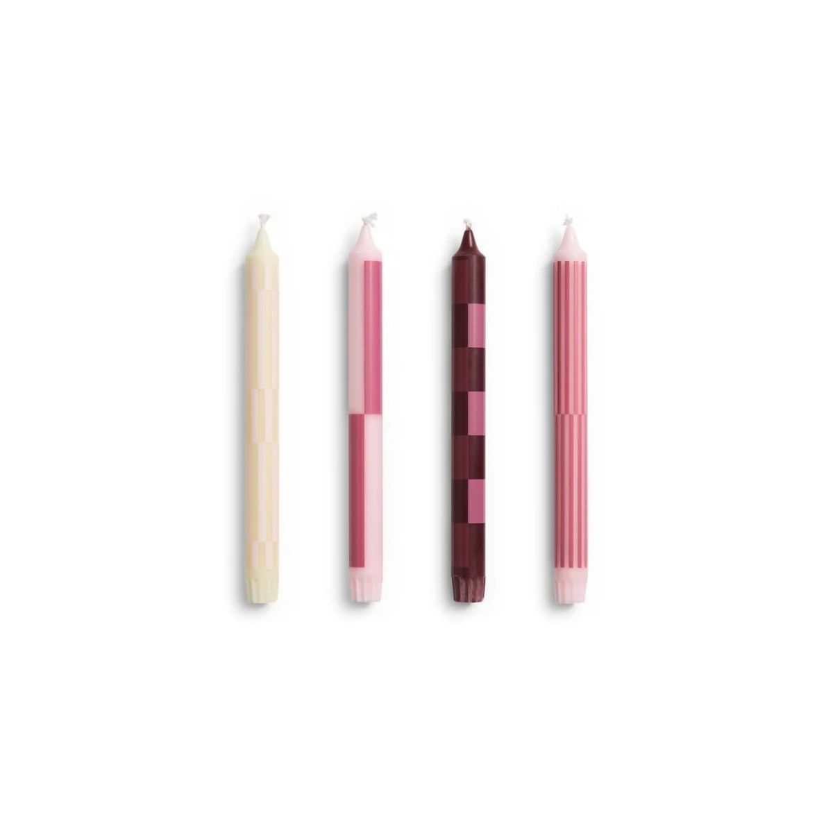 Zestaw 4 świec Pattern Candle Pink Bordeaux