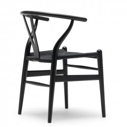 Krzesło Wishbone CH24 Carl Hansen & Søn, czarne siedzisko